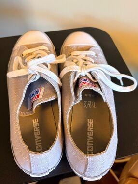 Converse Low Top Sneakers in Light Gray and White